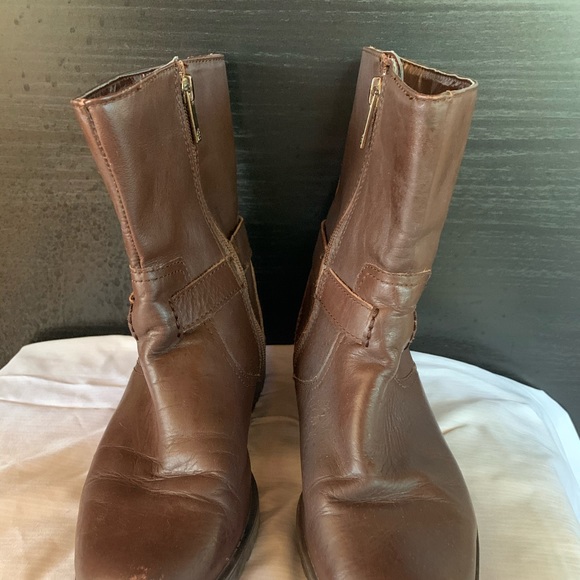 Anne Klein Leather Boots Short 8 Buckle + Zip - Picture 4 of 6